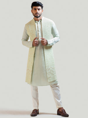 Mint Green Long Nehru Kurta Set - Custom image