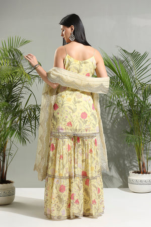 Yellow Floral Sharara Set image 1