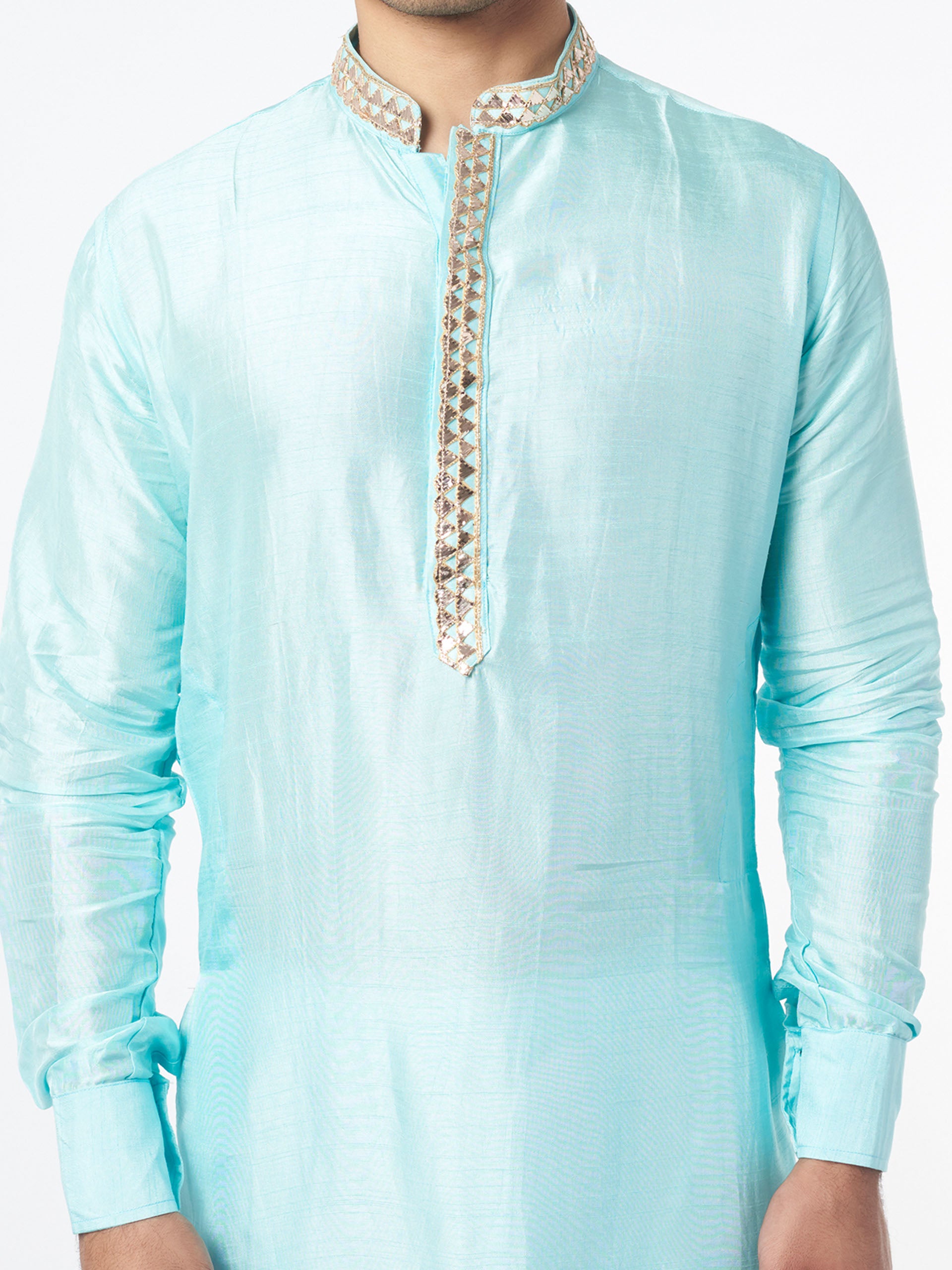 Ice Blue Silk Kurta Set image 1