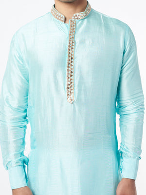 Ice Blue Silk Kurta Set image 1