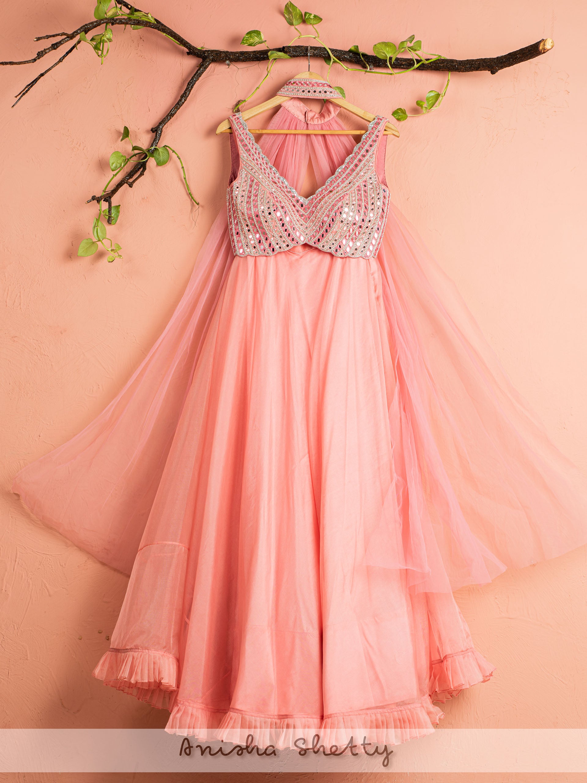 Watermelon Pink Lehenga Set - L image