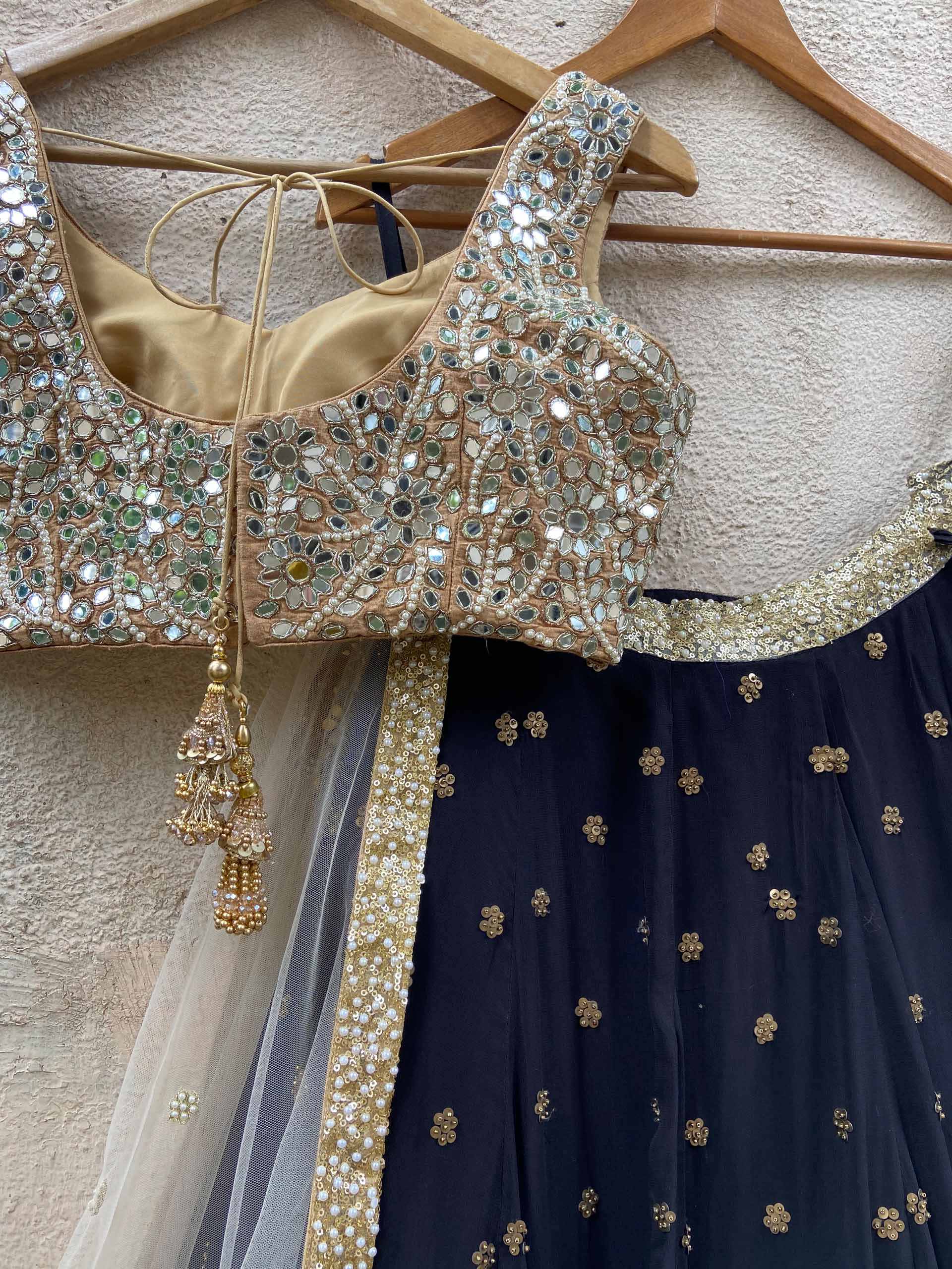 Black Sharmily Mirror Lehenga Set image 5