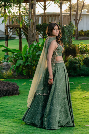 Forest Green Embroidered Lehenga Set image 2