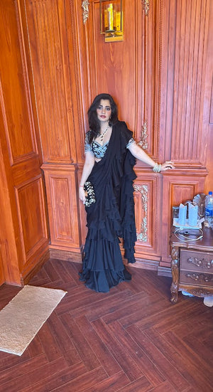 Lasha Ruffle Saree Set - L image