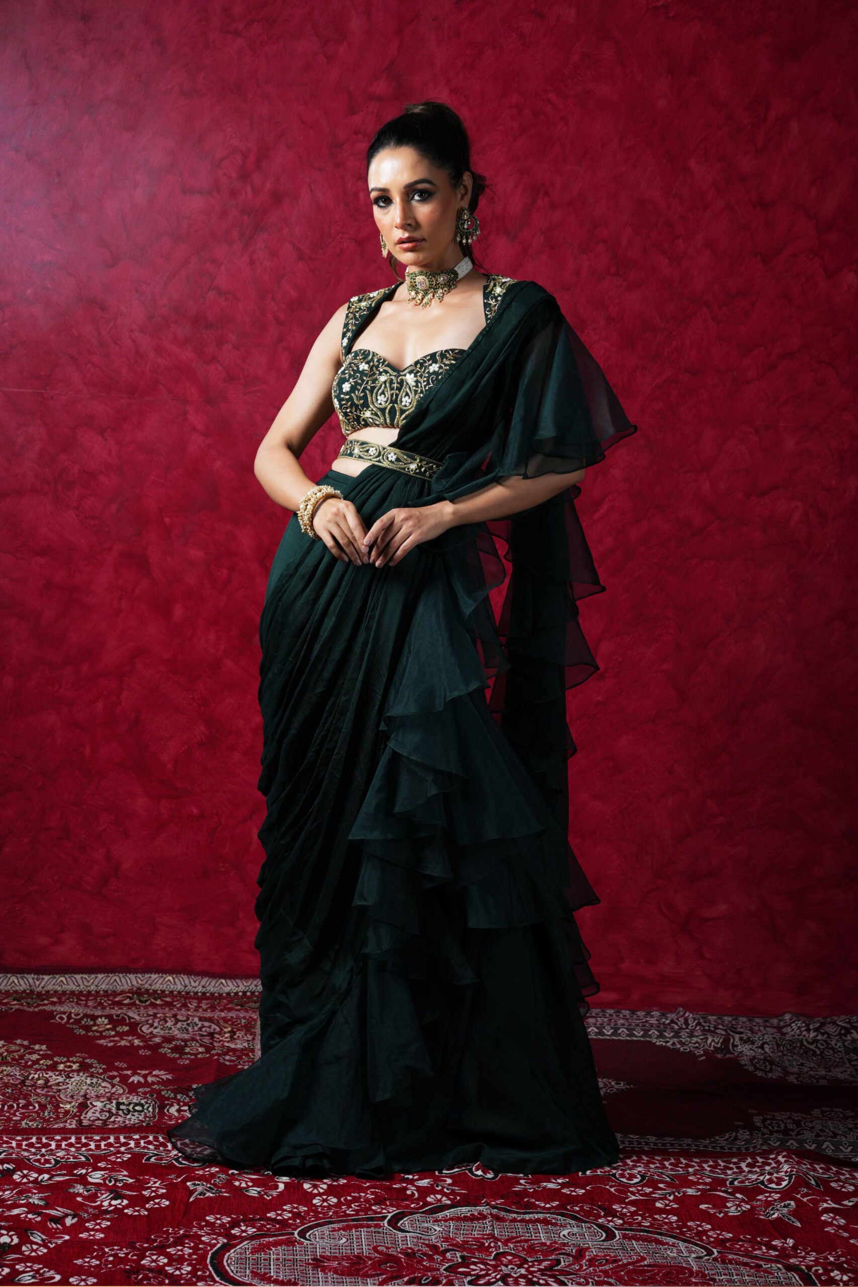 Aria Drape Skirt with Bustier and Cape - S image