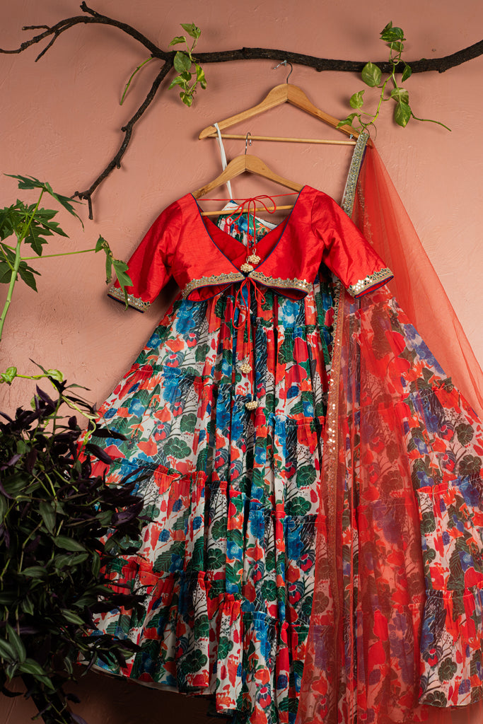 Floral Fiesta Layered Lehenga Set image 3