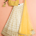 Ivory and Pineapple Yellow Lehenga Set image 0