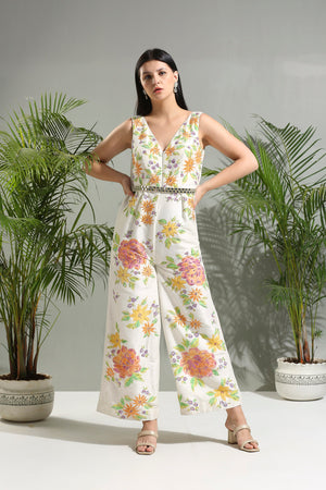 Ivory Handpainted Jumpsuit - M image
