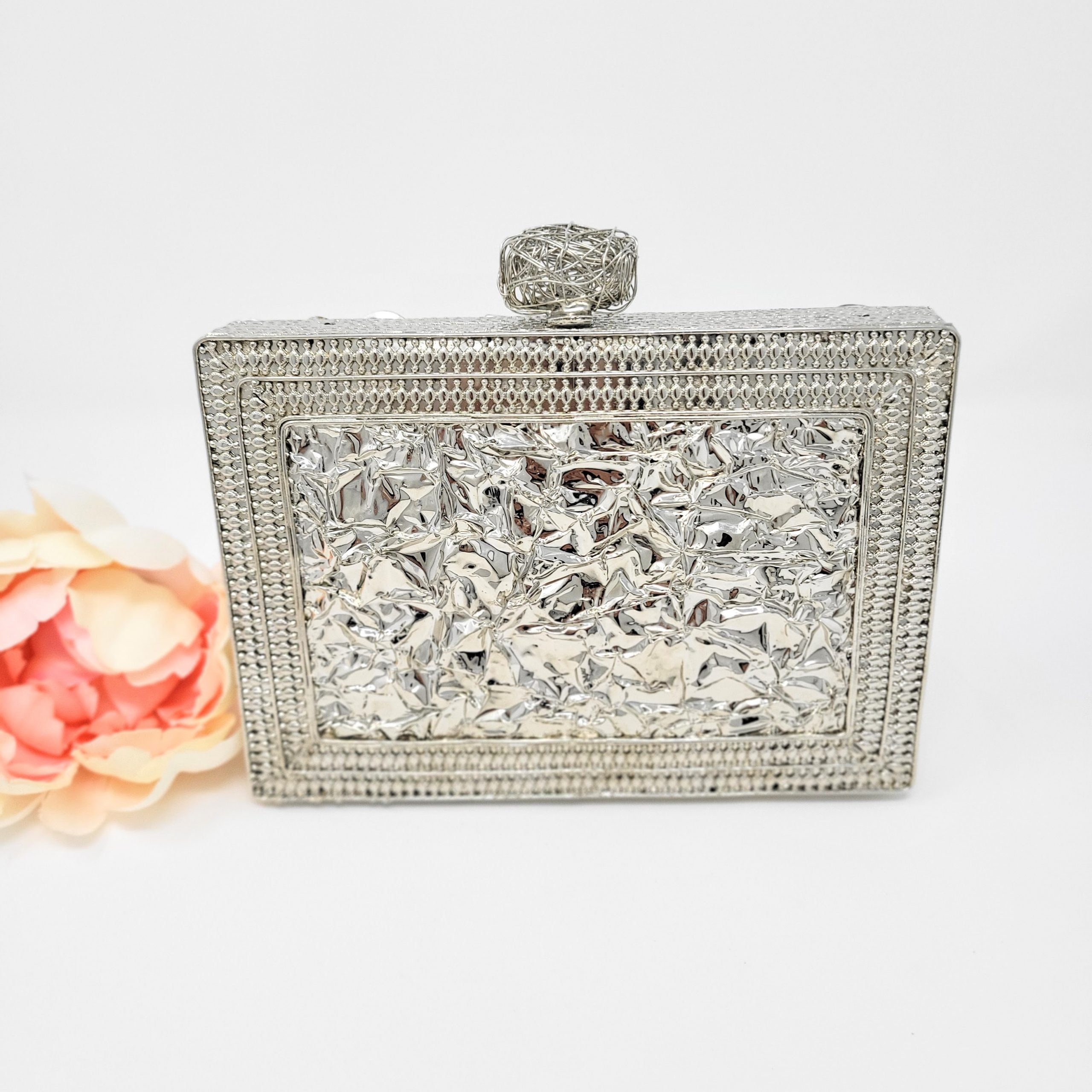 Two-Sided Silver Stone Clutch image 2