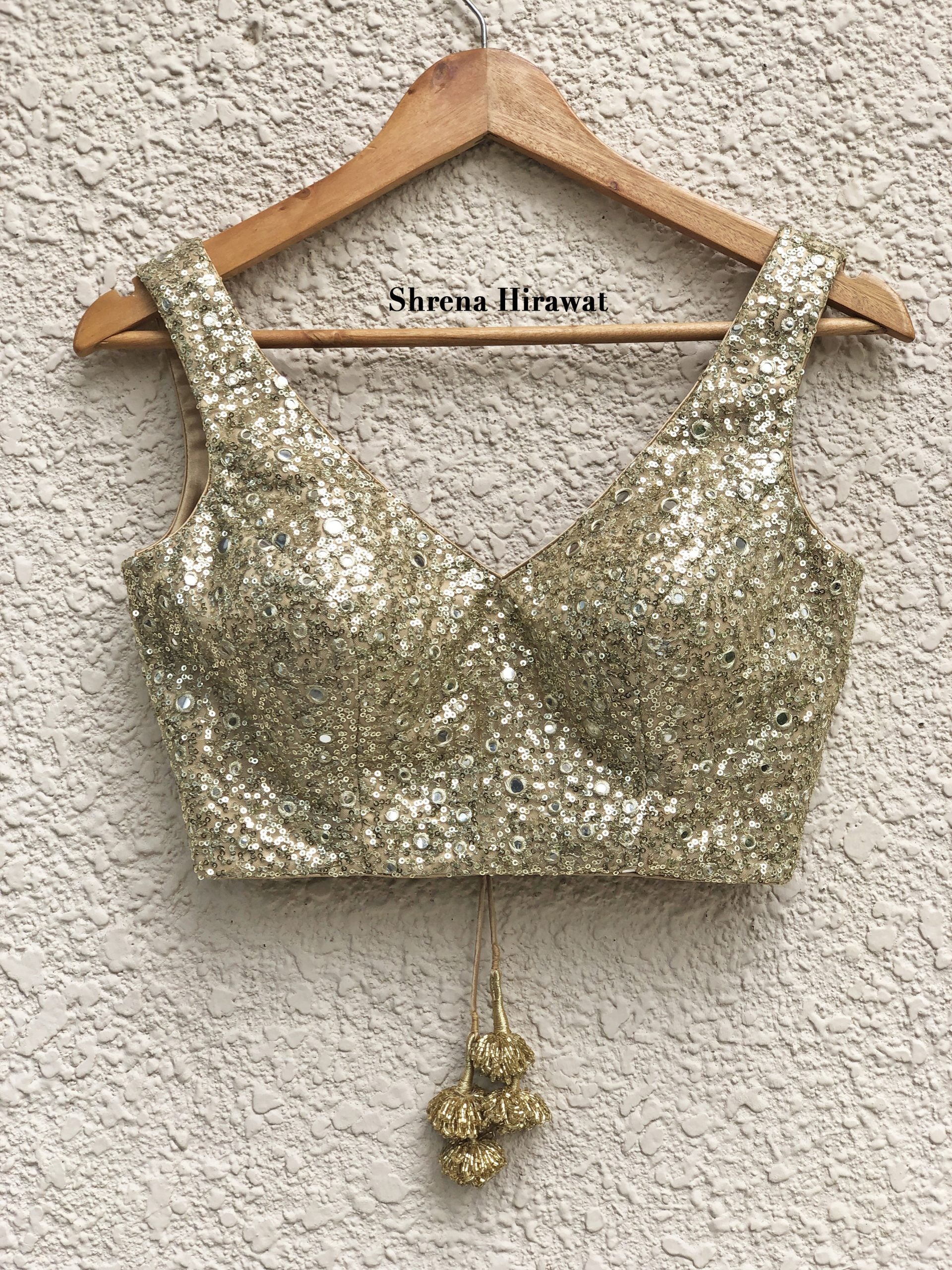 Gold Mirror Work Lehenga Set image 3
