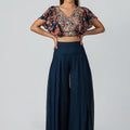 Dark Blue Ruffle Flared Pant Set image 0