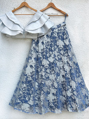 Silver Navy Glam Lehenga - S image