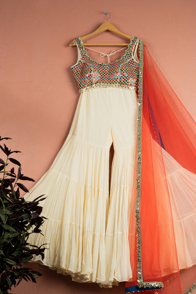 Ivory Kaleidoscope Dream Sharara Set image 0