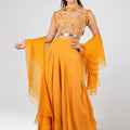 Mustard Floral Flared Pant Set image 0