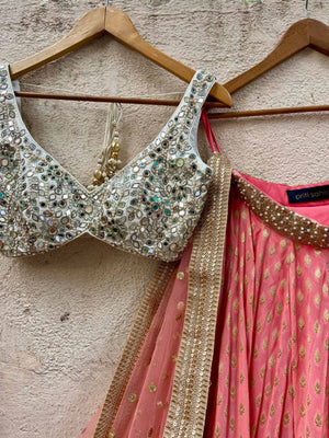 Coral Ivory Mirror Lehenga Set image 1