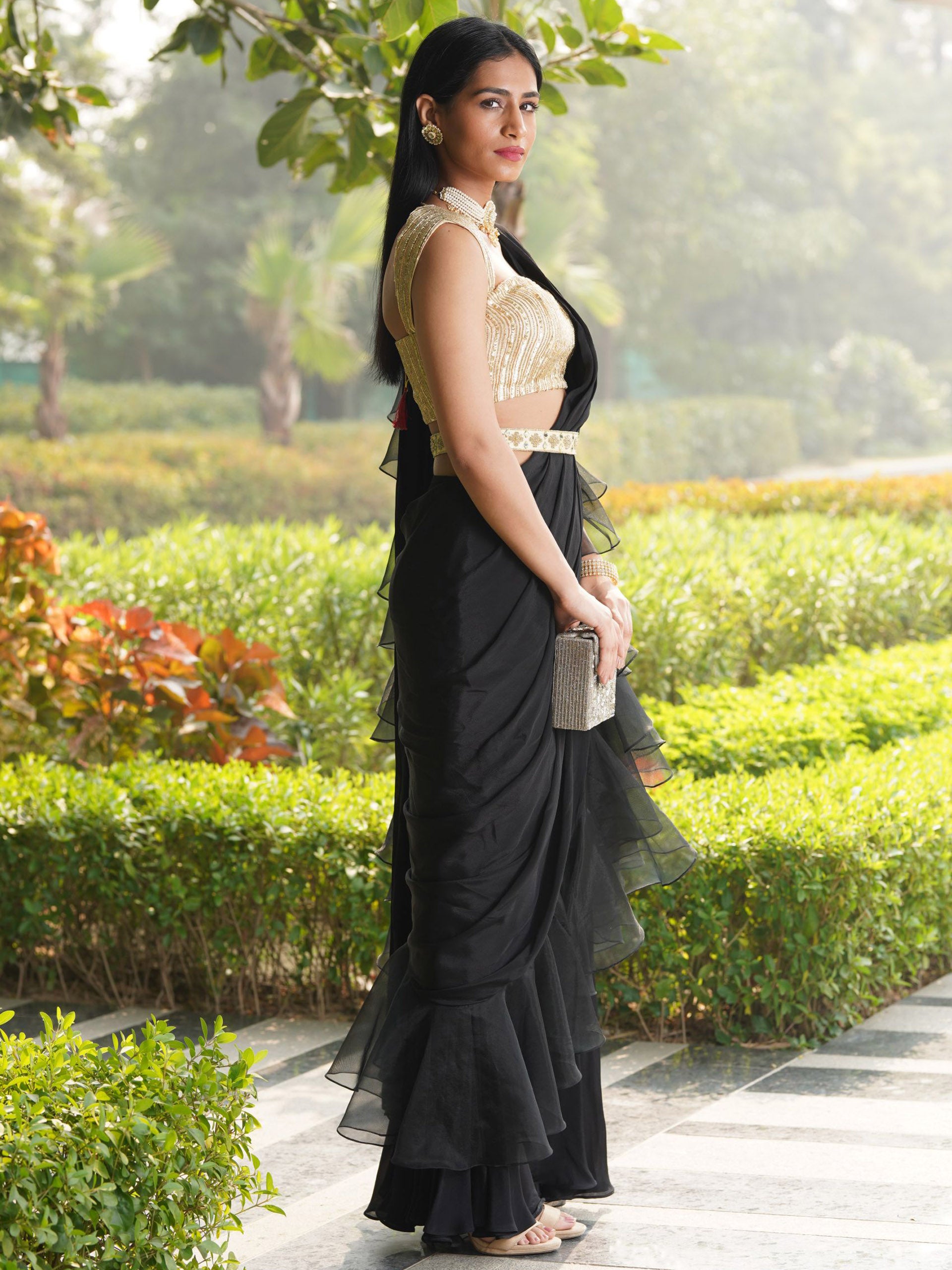 Black and Gold Lara Saree Set image 3