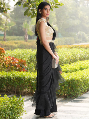 Black and Gold Lara Saree Set image 3