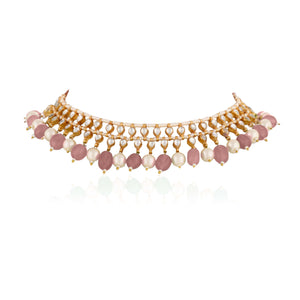 Pestel Pink Bead And White Peal Necklace Set image 2