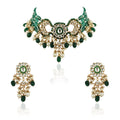 22KT Gold Plated Green Choker Necklace Set image 0