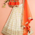 Ivory and Orange Mirror Lehenga Set image 0
