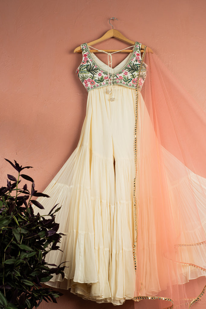 Tropical Bloom on Ivory Sands Sharara Set image 4