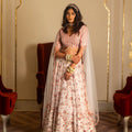 White and Peach Organza Lehenga Set image 0