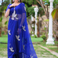 Midnight Blue Bird Saree Set image 0