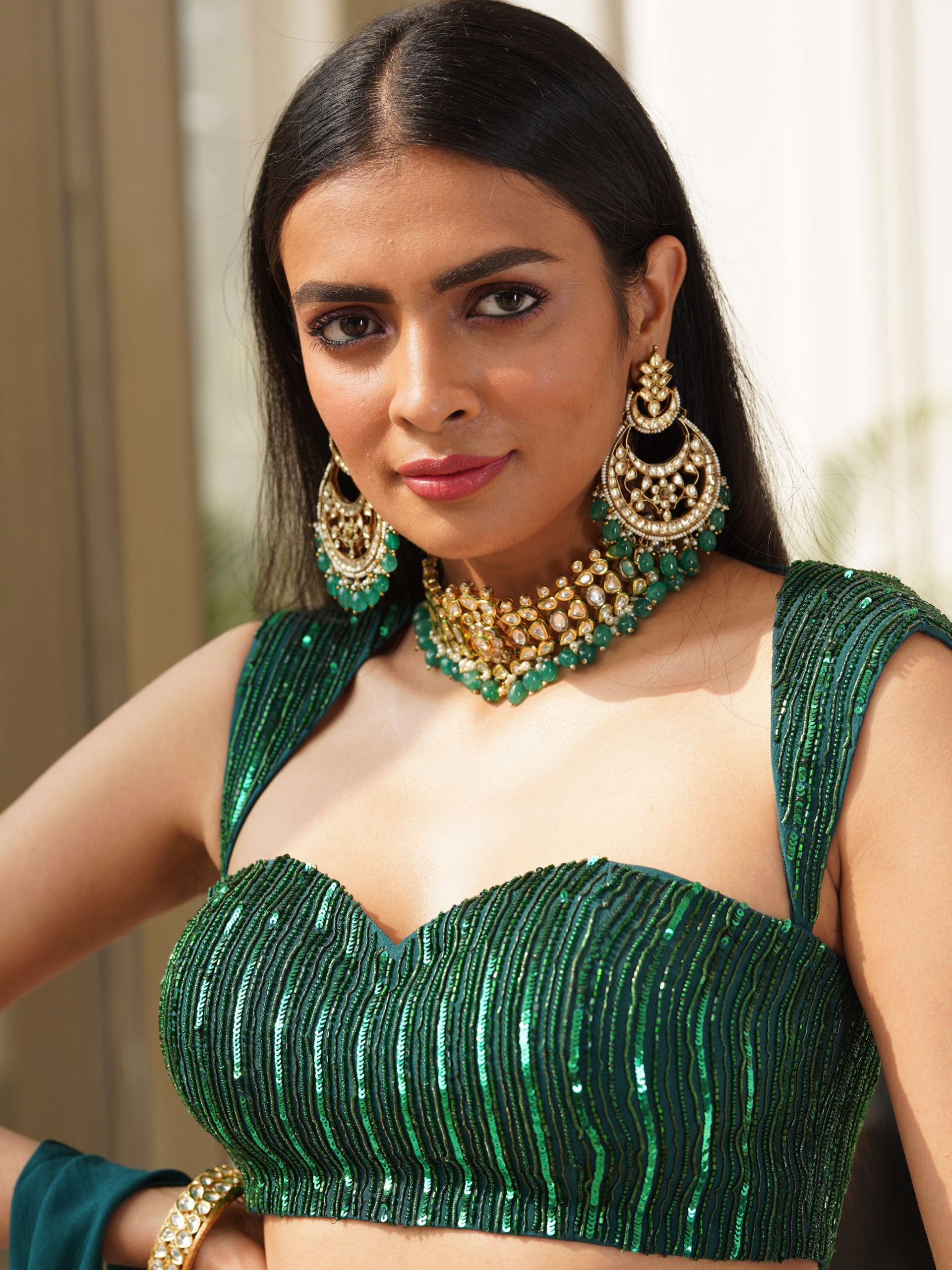 Green Aksha Lehenga Set image 2