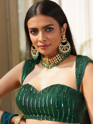 Green Aksha Lehenga Set image 2
