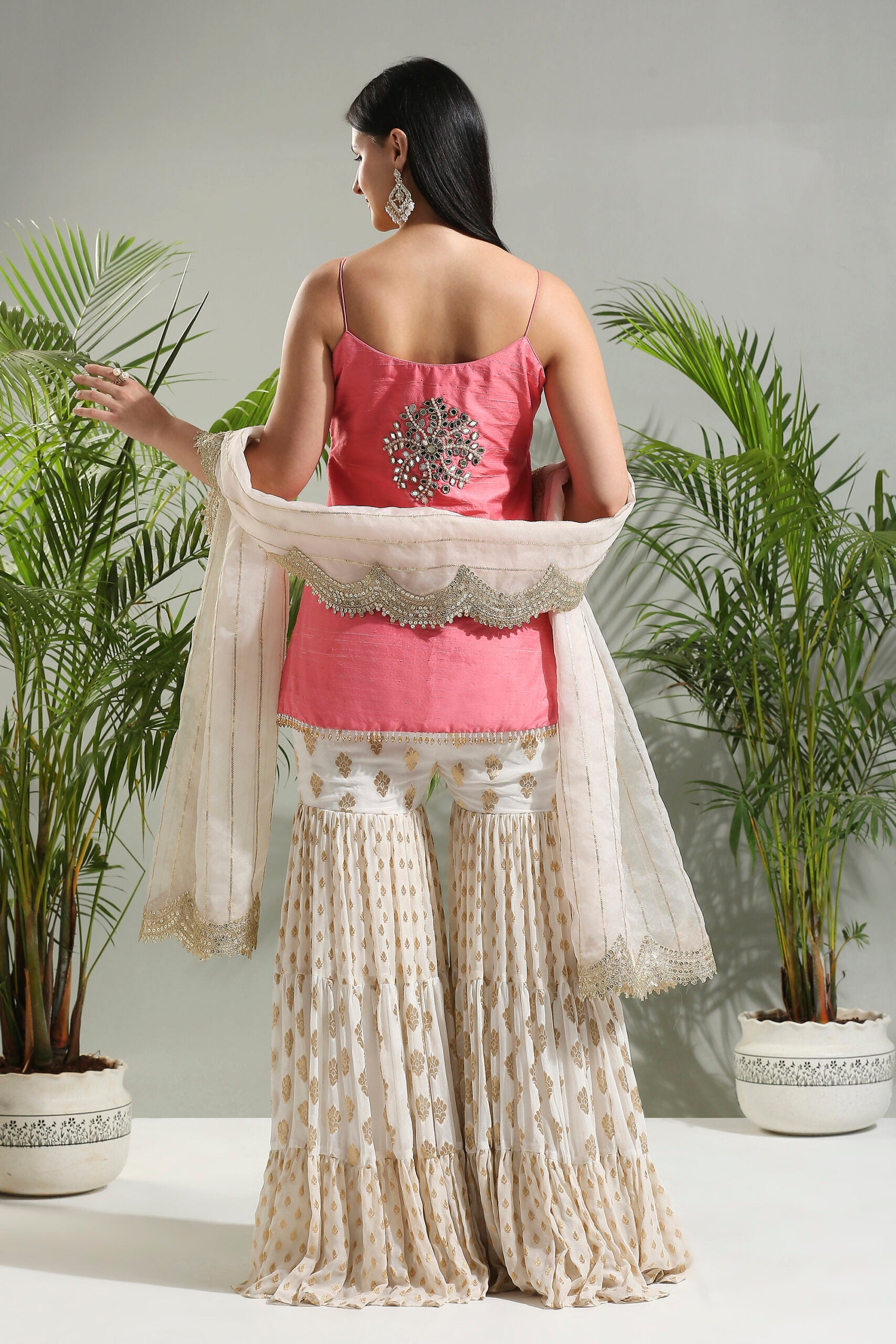 Blush Pink and Ivory Sharara Set image 4