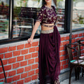 Maroon Pant Saree image 0