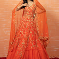 Orange Bridal Co-Ord Lehenga Set image 0