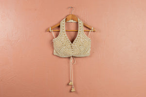 Ivory Layered Pearl Lehenga Set image 2