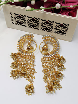 Kundan Waterfall Earrings - Clear image