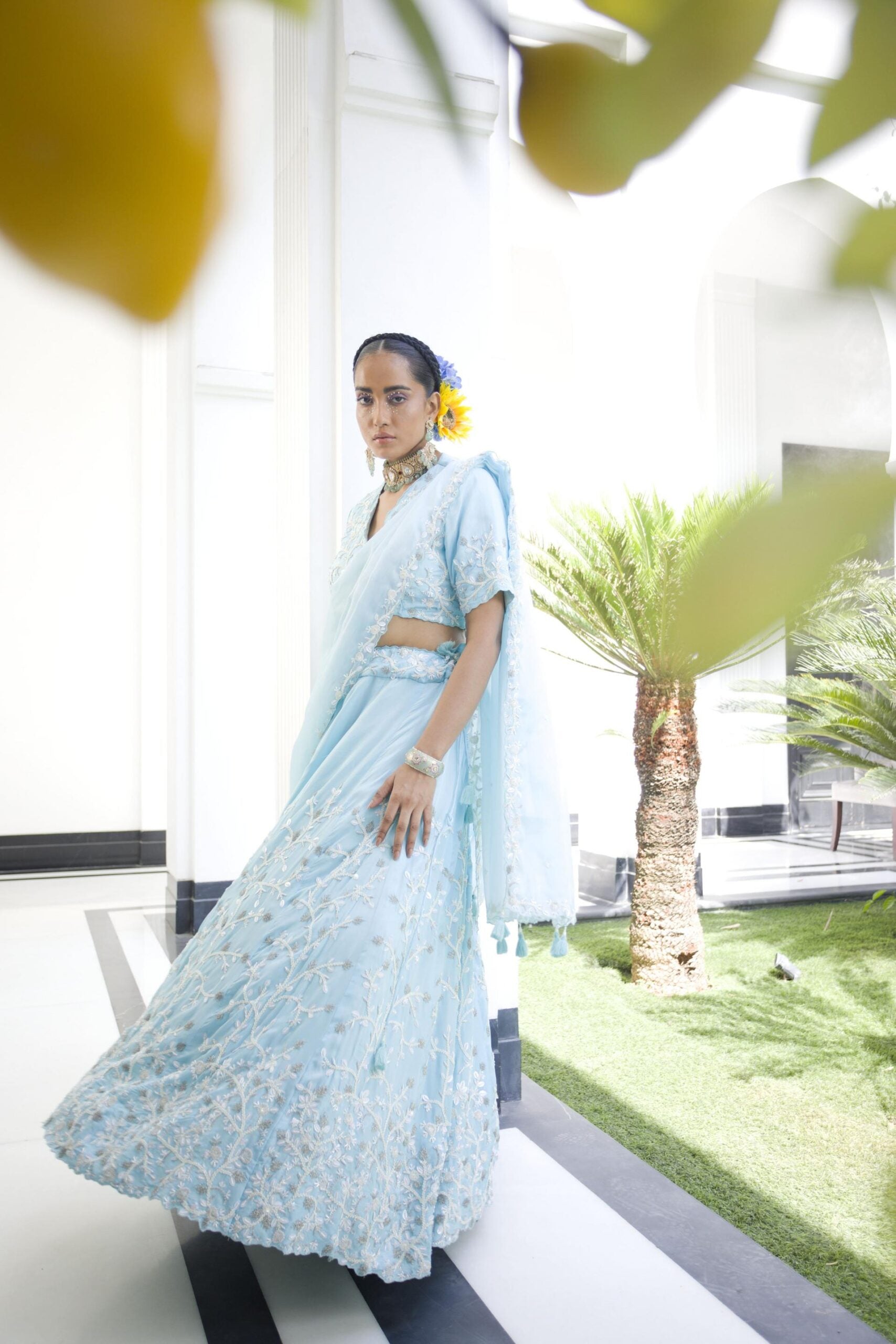 Blue Cape Lehenga Set image 2