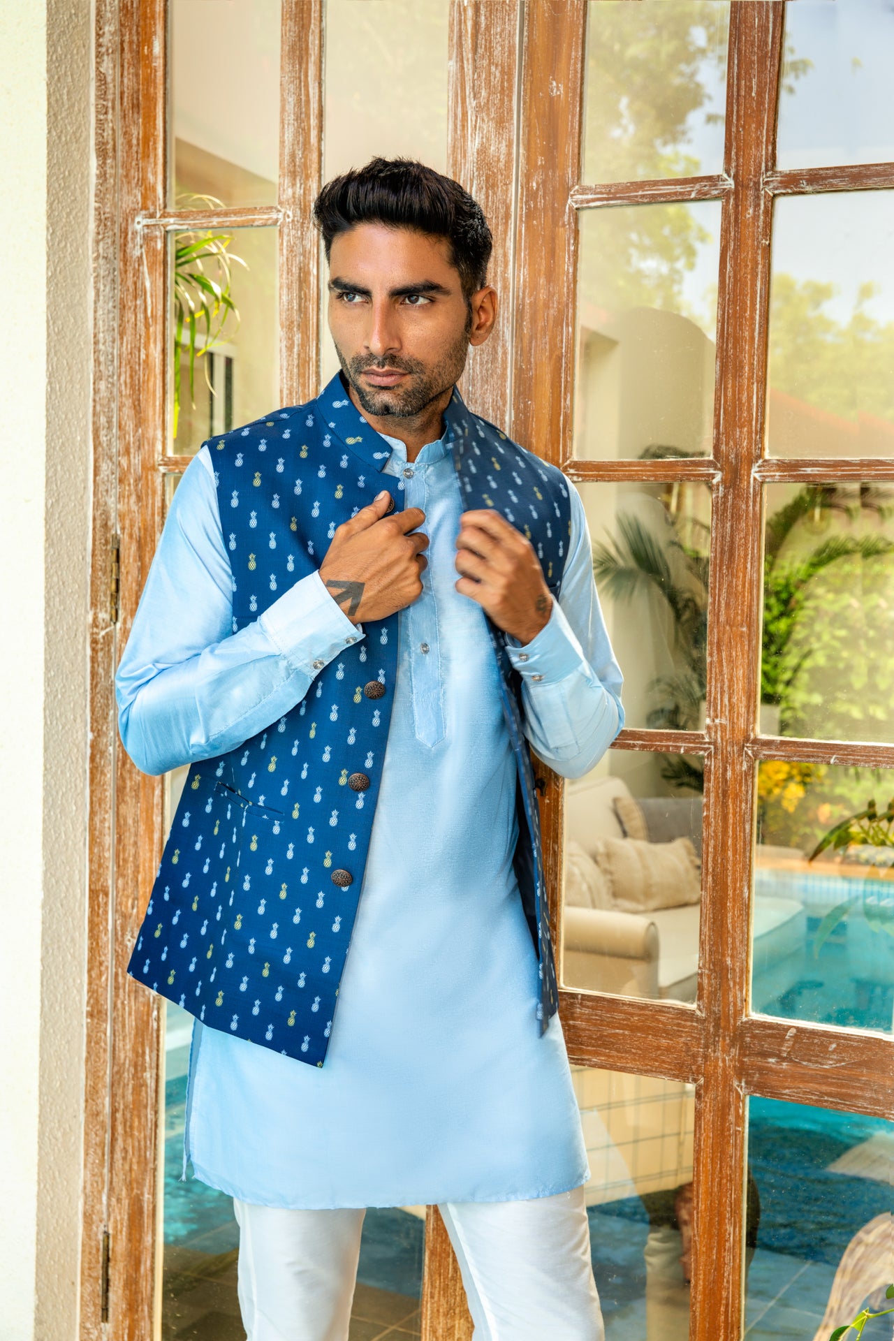 Pineapple Bundi Jacket with Kurta Set image 0