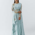 Pre Drape Jacket Saree Set image 0