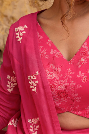 Pink Georgette Flared Pants &amp; Jacket Set image 7