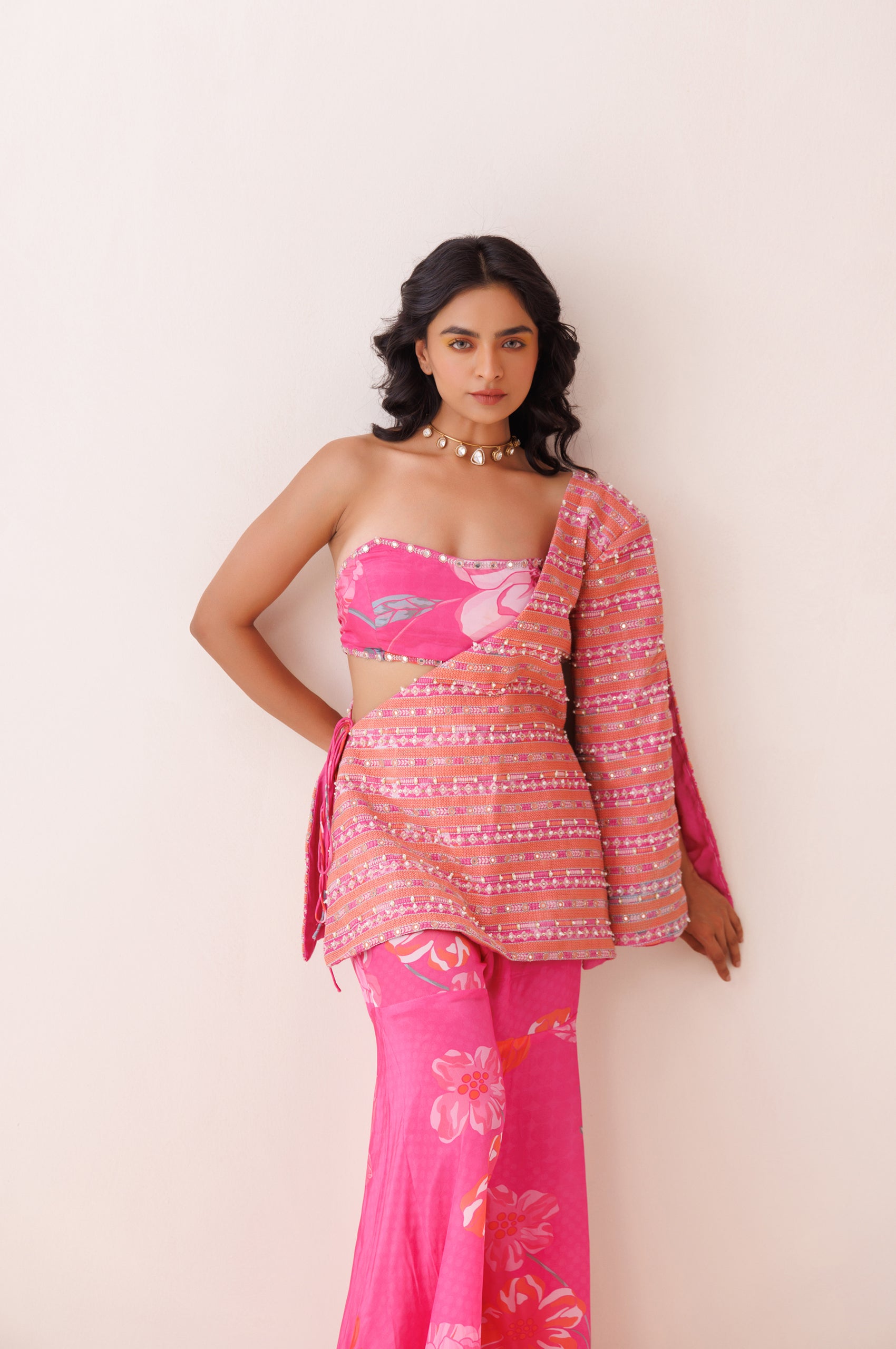 Pink One-Shoulder Blazer Set image 6