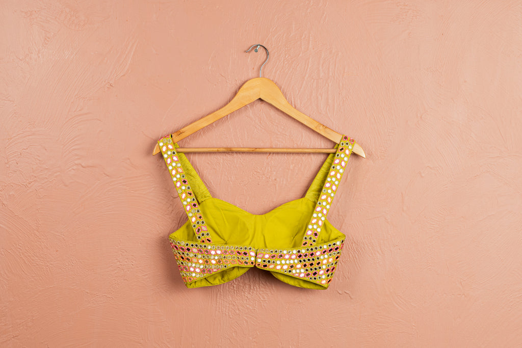 Bumblebee Yellow Lehenga With Colored Blouse image 1