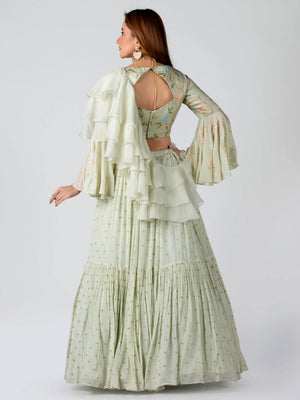Light Mint Ruffle Lehenga Set image 1