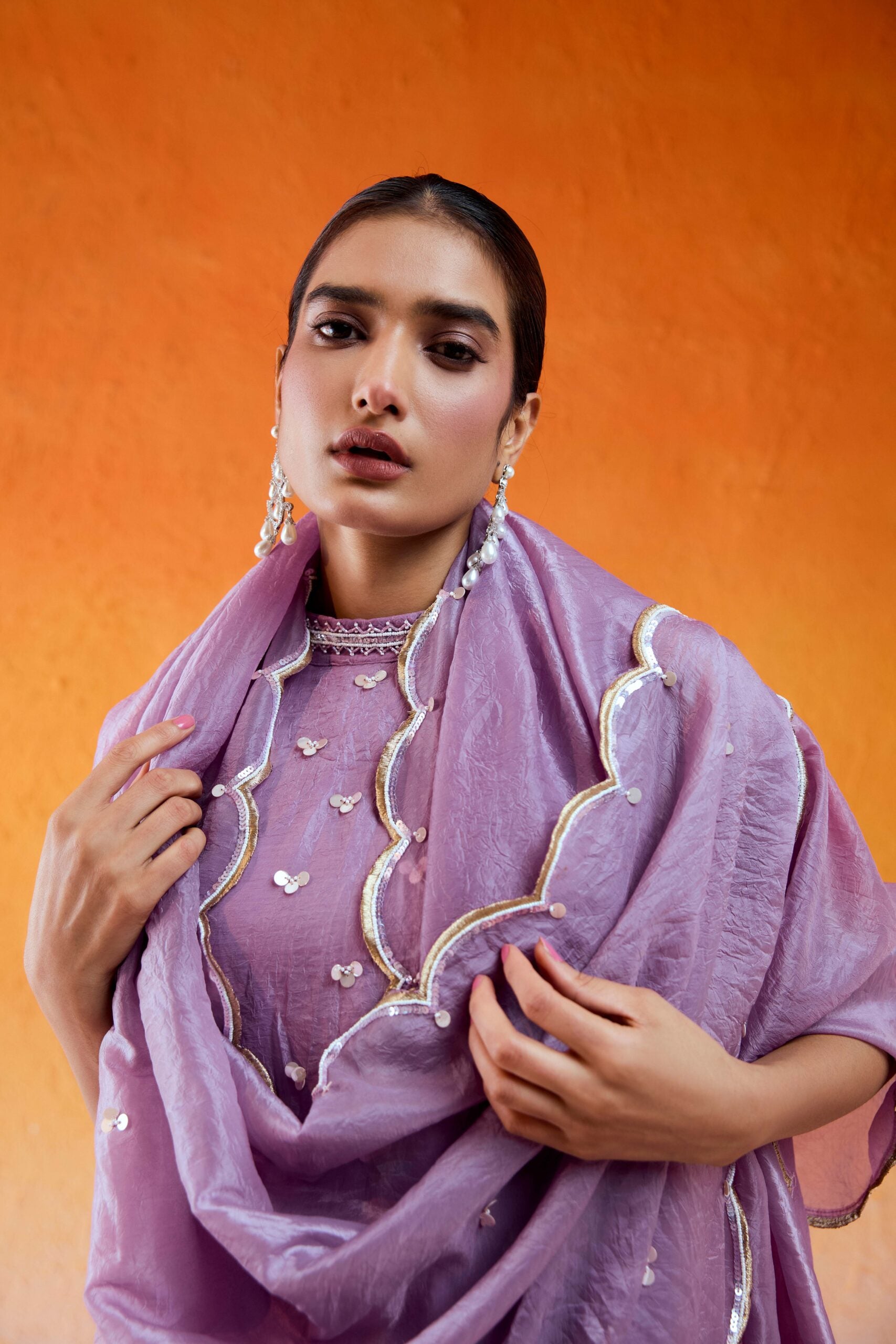 Lavender Embroidered Sharara Set image 3