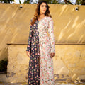 Off White &amp; Navy Blue Georgette Crepe Twisted Dress image 0