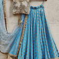 Light Blue Ruffle Lehenga with Mirror Blouse image 0