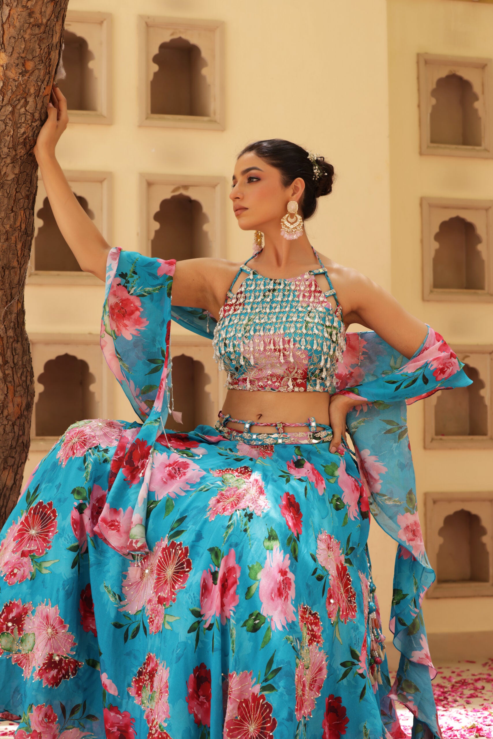 Floral Print Box Pleat Lehenga image 7