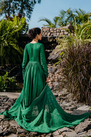 Emerald Green Embroidered Anarkali Suit Set image 4