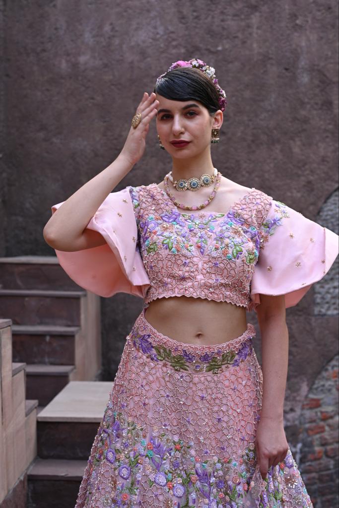 Baby Pink Embellished Lehenga Set image 1