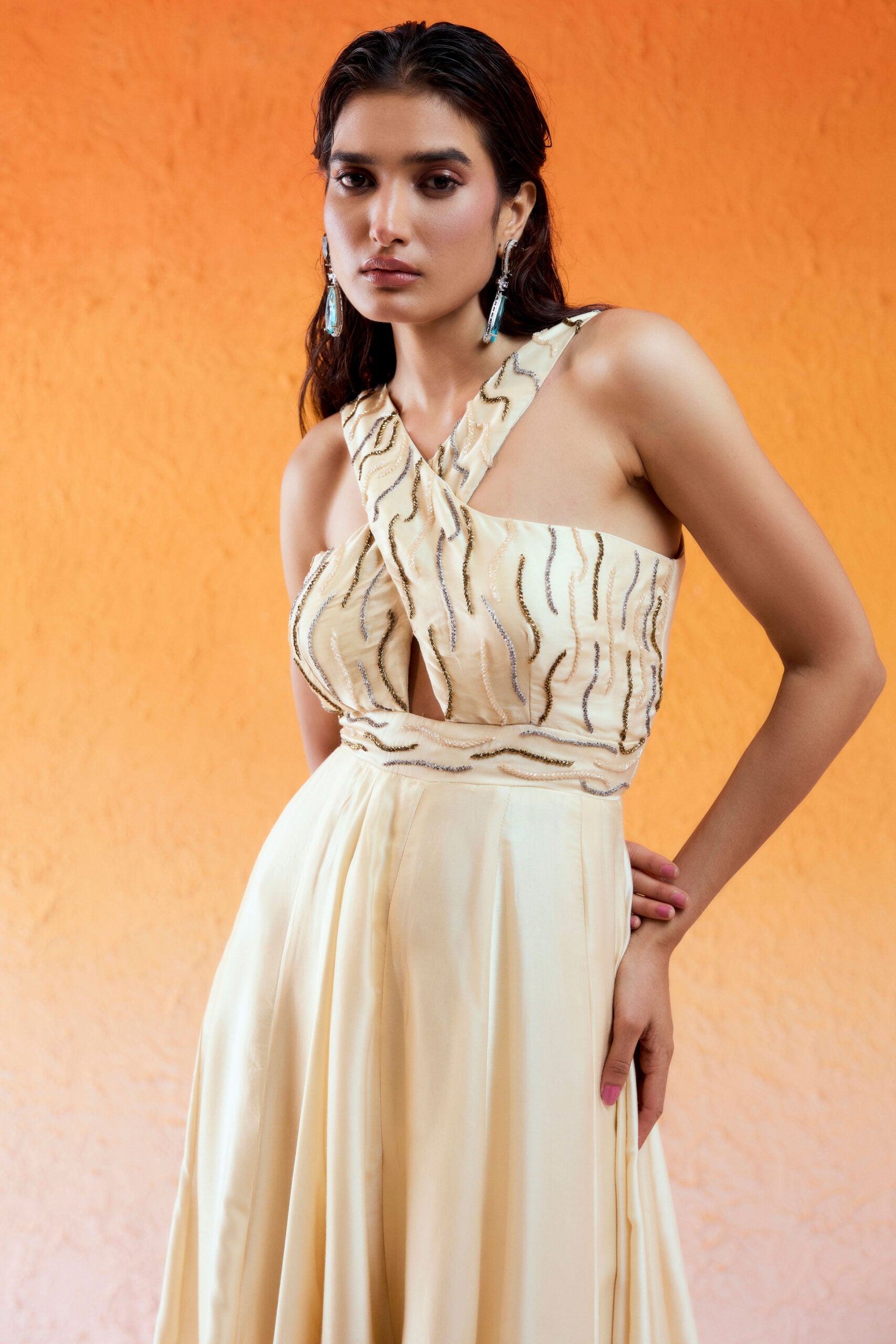 Ivory Embroidered Jumpsuit image 4