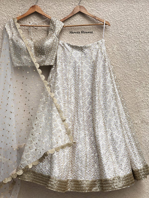 White Scallop Lehenga - Custom image