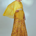 Yellow Floral Print Kaftan Set image 0